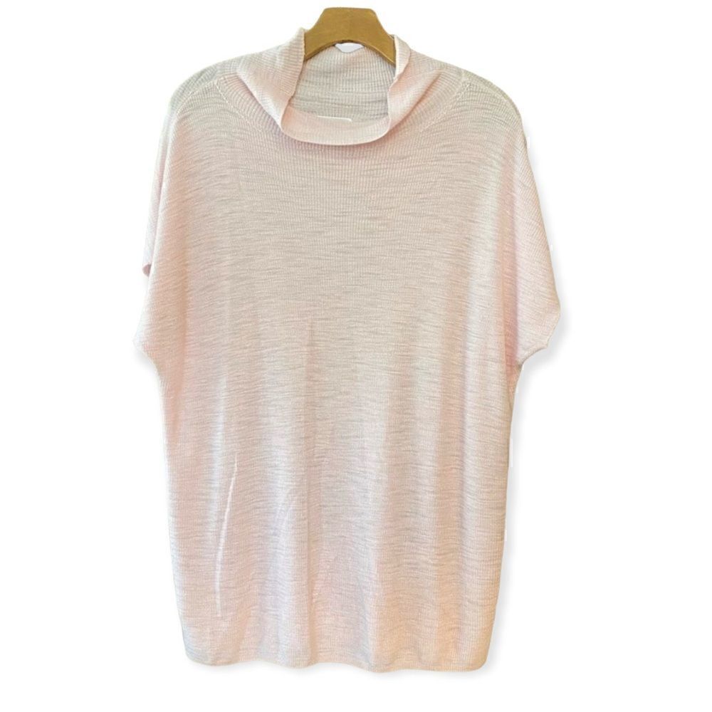 Lou & Grey Sz M Light Knit Pink Short Sleeve Lightweight Cowl Neck Sweater